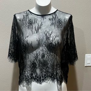 Divided sheer pullover top